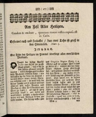 277-297, Am Fest Aller Heiligen. - Am Fest des heiligen Apostels Andreae.