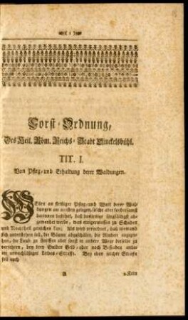 Forst-Ordnung, Des Heil. Röm. Reichs-Stadt Dinckelsbühl