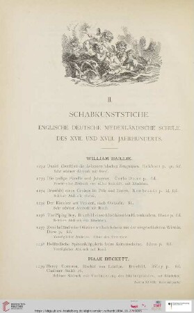 II. Schabkunststiche. Englische, deutsche, niederländische Schule des XVII. und XVIII. Jahrhunderts (Nr. 1232 - 1649)