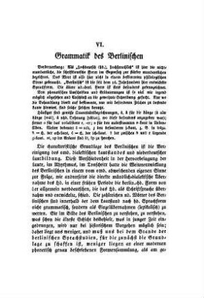 VI. Grammatik des Berlinischen