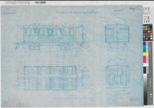 Werne (Werne) - Ermelinghof (Hamm) Entwurf der Eisenbahnlinie Blatt 9 zweiachsige Durchgangswagen 1900/1904 1 : 20 64 x 90 Pause AG für Fabrikation von Eisenbahnmaterial zu Görlitz KSM Nr. 1117,9