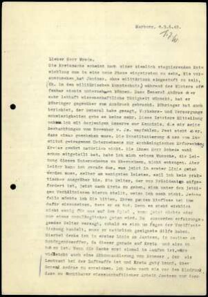 F. Matz an W. Wrede
