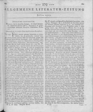 Weber, E. W.: D. Junii Juvenalis Aquinatis Satirae XVI. Weimar: Industrie-Comptoir 1825 (Beschluss der im vorigen Stück abgebrochenen Rezension)