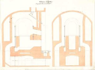 Gärtner, Friedrich von; München; Wittelsbacherpalast - Luftofen (Längsschnitt)