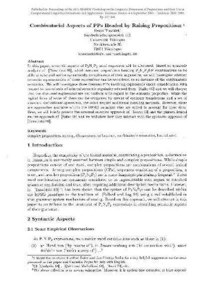 Combinatorial Aspects of PPs Headed by Raising Prepositions