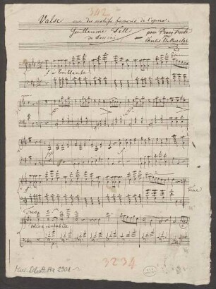 Waltzes, pf - BSB Mus.Schott.Ha 2901-3 : [heading, with red chalk:] 342 // [with ink:] Valse sur des motifs favoris de l'opera: // Guillaume Tell // de Rossini // pour Piano Forte // par // Charles Vollweiler