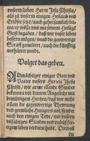 Volget das gebett.