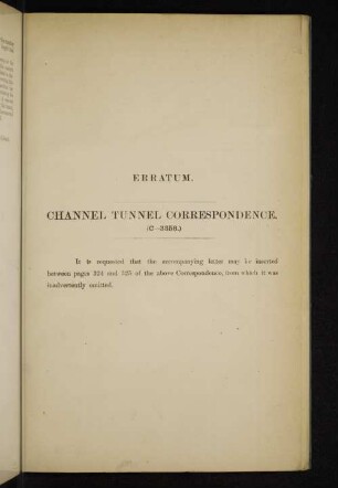 Erratum. Channel Tunnel Correspondence (C-3358.)