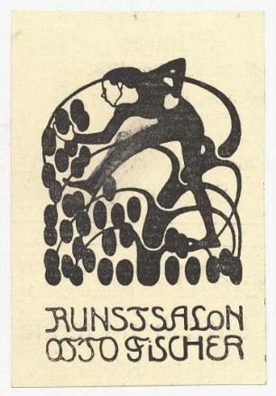 Coverentwurf für Bielefelder Kunstsalon : Frauenfigur klettert tänzerisch durch einen stilisierten Baum und erntet Früchte