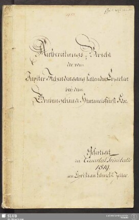 Aufbereitungs-Bericht der vom Jupiter Stehendengang fallenden Erzarten bey dem Grubengebäude Himmelsfürst Fdgr: - 18.6645 4.