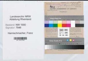 Entnazifizierung Franz Harnischmacher, geb. 22.11.1890 (Postbetriebsass.)