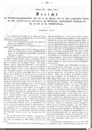 Beilagen zu Protokoll, 121. Sitzung