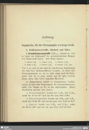 Anhang - Organische, für die Photographie wichtige Stoffe