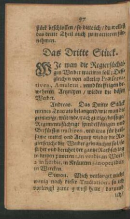 Das Dritte Stück. Wie man die Regiersüchtigen Weiber tractiren soll ...