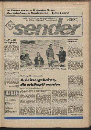 Betriebszeitung 'WF-Sender', Nr.28/1978 (1. Augustausgabe 1978)