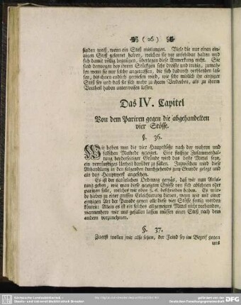 Das IV. Capitel. Von dem Pariren gegen die abgehandelten vier Stösse