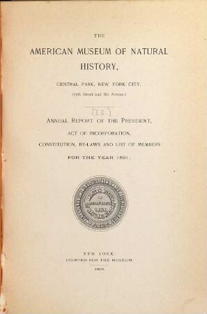 Annual report : for the year .... [23.] 1891. - 1892