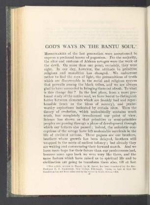 God's ways in the bantu soul