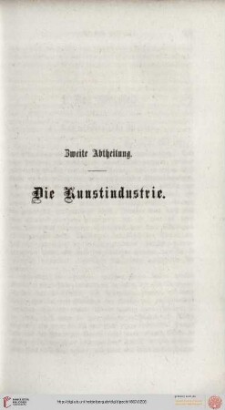 Zweite Abtheilung: Die Kunstindustrie