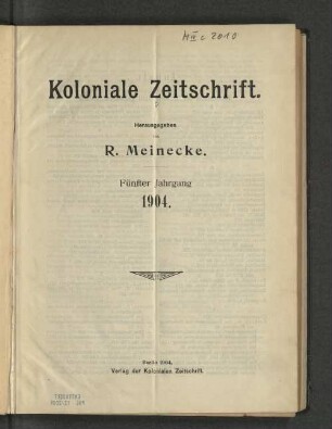 5.1904: Koloniale Zeitschrift : Zeitschrift des Deutsch-Nationalen Kolonialvereins