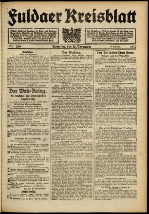 Ausgabe vom Samstag, den 10. November 1917.