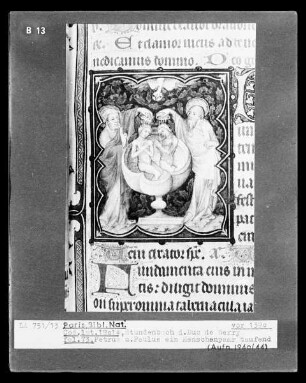 Petites Heures des Herzogs von Berry — Kleinbild, 10-zeilig: Petrus und Paulus bei der Taufe, Folio 73 recto