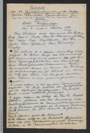 Protokoll - 29. Generalversammlung des ADF 1917 in Stettin