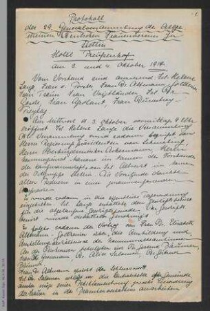 Protokoll - 29. Generalversammlung des ADF 1917 in Stettin