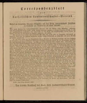 Correspondenzblatt des Kurhessischen Landwirthschafts-Vereins