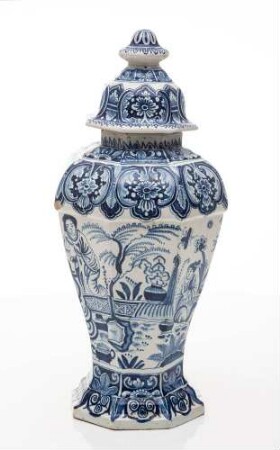 Deckelvase, Chinoiserie und Indianische Blumen