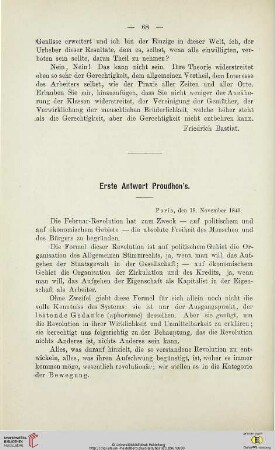 Erste Antwort Proudhon´s