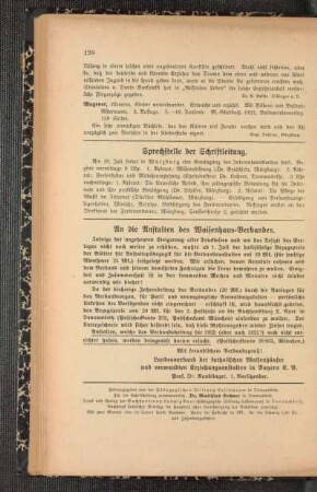Sprechstelle der Schriftleitung
