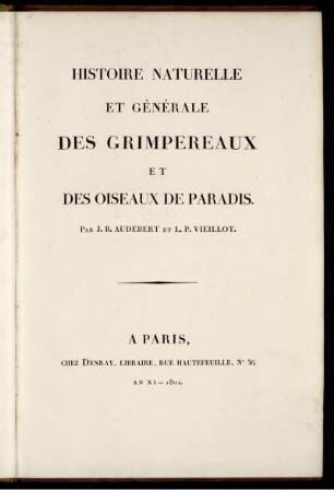 T. 2, Text: Histoire Naturelle Et Générale Des Grimpereaux Et Des Oiseaux De Paradis