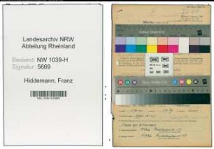 Entnazifizierung Franz Hiddemann , geb. 01.03.1904 (Kaufmann)