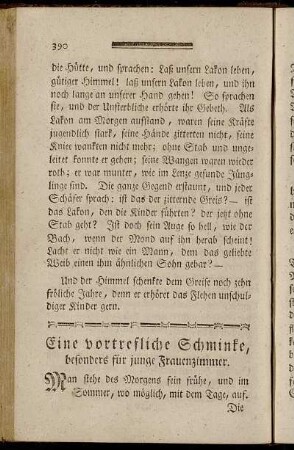 Eine vortrefliche Schminke, besonders für junge Frauenzimmer