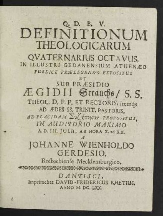 Definitionum Theologicarum Quaternarius Octavus