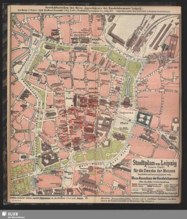 Stadtplan von Leipzig (innere Stadt) für die Zwecke der Messen