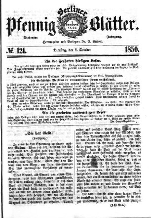 No. 121, Dienstag, den 8. Oktober