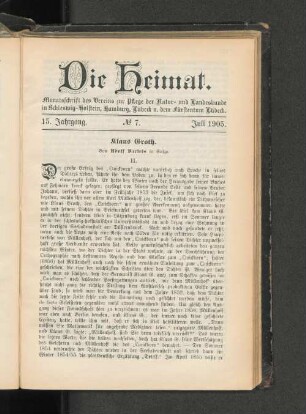 15. Jahrgang. No. 7. Juli 1905.