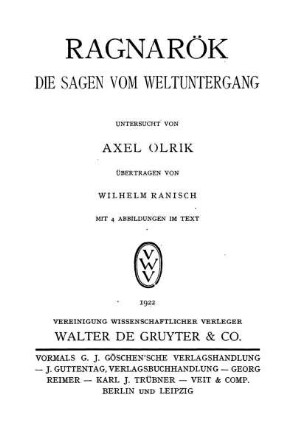 Ragnarök : die Sagen vom Weltuntergang