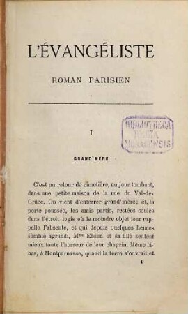 L‛évangéliste : Roman parisien