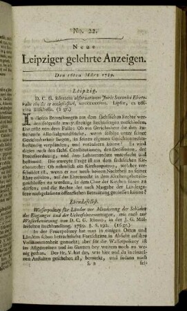 No. 22. Den 16ten März 1789.