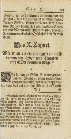 Das X. Capitel. Wie mann zu einem vollkommenen Leben und Einigkeit mit Gott kommen möge.