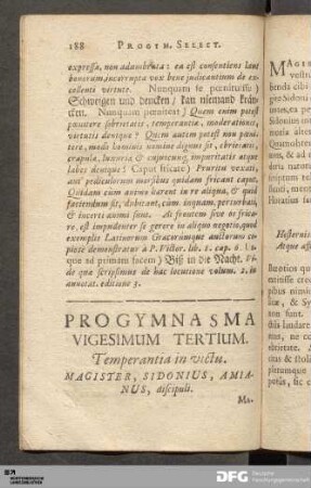 Progymnasma Vigesimum Tertium. Temperantia in victu.
