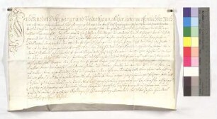 Tauschbrief des Benedikt Dick, Bürger und Untertan zu Söflingen, gegen Jacob Mayer, Bürger zu Söflingen, um ein Haus und Garten.