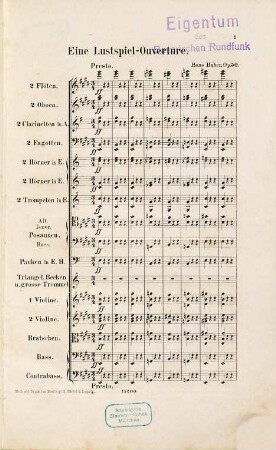 Eine Lustspiel-Ouverture : für grosses Orchester : op. 50