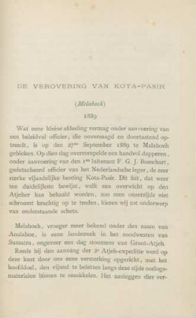 De verovering van Kota-Pasir (Melaboeh). 1889