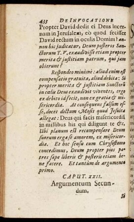 Caput XXII. Argumentum Secundum.