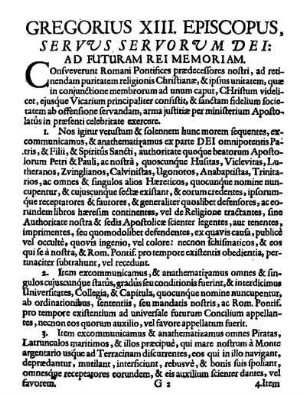 Gregorius XIII. Episcopus, Servus Servorum Dei: Ad Futuram Rei Memoriam.