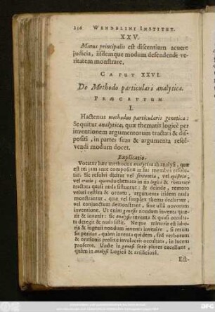 Caput XXVI. De Methodo particulari analytica.